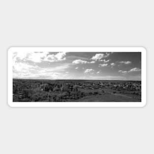 Old village panorama, black and white photography Sticker